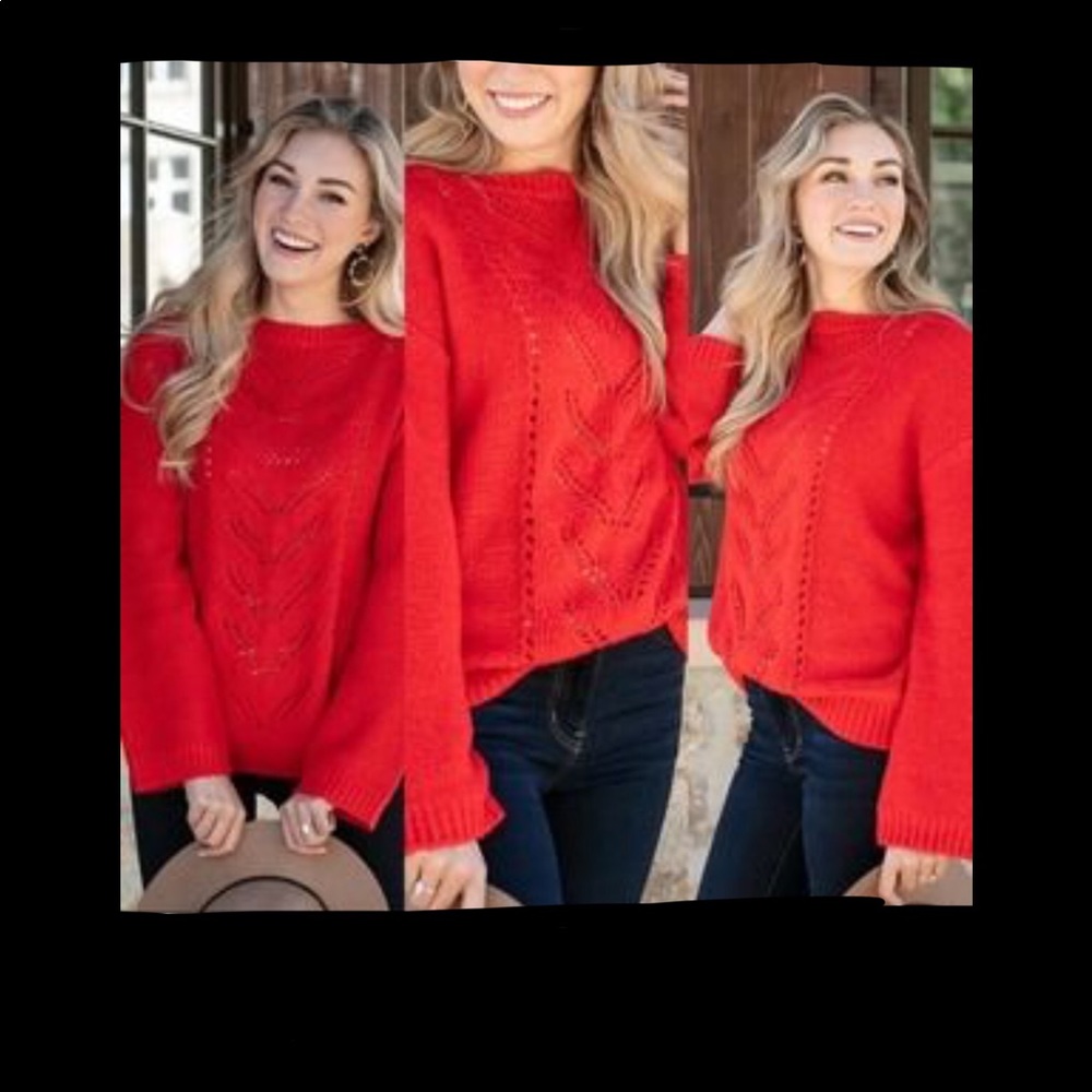 Grace & Lace Baby Loop Sweater Size L Red NWT